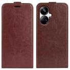 For Realme 10 Pro+ R64 Texture Single Vertical Flip Leather Phone Case(Brown) - 1