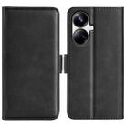 For Realme 10 Pro+ Dual-side Magnetic Buckle Horizontal Flip Leather Phone Case(Black) - 1