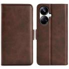 For Realme 10 Pro+ Dual-side Magnetic Buckle Horizontal Flip Leather Phone Case(Brown) - 1