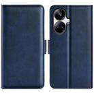 For Realme 10 Pro+ Dual-side Magnetic Buckle Horizontal Flip Leather Phone Case(Dark Blue) - 1