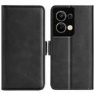 For OPPO Reno 9 Pro Plus Dual-side Magnetic Buckle Horizontal Flip Leather Phone Case(Black) - 1