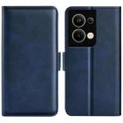 For OPPO Reno 9 Pro Plus Dual-side Magnetic Buckle Horizontal Flip Leather Phone Case(Dark Blue) - 1