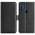 For Motolora Moto G Play 2023 Dual-side Magnetic Buckle Horizontal Flip Leather Phone Case(Black) - 1