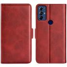 For Motolora Moto G Play 2023 Dual-side Magnetic Buckle Horizontal Flip Leather Phone Case(Red) - 1