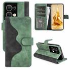 For OPPO Reno 9 Pro+ Stitching Horizontal Flip Leather Phone Case(Green) - 1