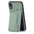 For iPhone XR Carbon Fiber Vertical Flip Zipper Phone Case(Green) - 1