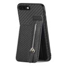 For iPhone SE 2022 / 2020 / 7 / 8 Carbon Fiber Vertical Flip Zipper Phone Case(Black) - 1