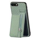 For iPhone SE 2022 / 2020 / 7 / 8 Carbon Fiber Vertical Flip Zipper Phone Case(Green) - 1