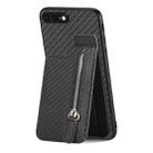 For iPhone 7 Plus / 8 Plus Carbon Fiber Vertical Flip Zipper Phone Case(Black) - 1