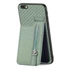For iPhone 6 / 6s Carbon Fiber Vertical Flip Zipper Phone Case(Green) - 1