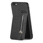 For iPhone 6 Plus / 6s Plus Carbon Fiber Vertical Flip Zipper Phone Case(Black) - 1