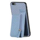 For iPhone 6 Plus / 6s Plus Carbon Fiber Vertical Flip Zipper Phone Case(Blue) - 1