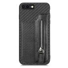 For iPhone SE 2022 / 2020 / 7 / 8 Carbon Fiber Horizontal Flip Zipper Wallet Phone Case(Black) - 1