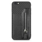 For iPhone 6 / 6s Carbon Fiber Horizontal Flip Zipper Wallet Phone Case(Black) - 1