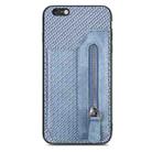 For iPhone 6 Plus / 6s Plus Carbon Fiber Horizontal Flip Zipper Wallet Phone Case(Blue) - 1