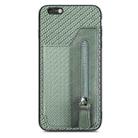 For iPhone 6 Plus / 6s Plus Carbon Fiber Horizontal Flip Zipper Wallet Phone Case(Green) - 1