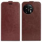For OnePlus 11 R64 Texture Vertical Flip Leather Phone Case(Brown) - 1