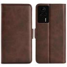 For Xiaomi Redmi K60E Dual-side Magnetic Buckle Horizontal Flip Leather Phone Case(Brown) - 1