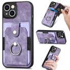 For iPhone 14 Plus Retro Skin-feel Ring Card Wallet Phone Case(Purple) - 1