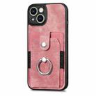 For iPhone 13 Pro Max Retro Skin-feel Ring Card Wallet Phone Case(Pink) - 2