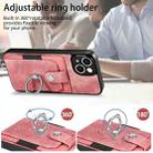 For iPhone 13 Pro Max Retro Skin-feel Ring Card Wallet Phone Case(Pink) - 4