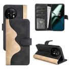 For OnePlus 11T Stitching Horizontal Flip Leather Phone Case(Black) - 1