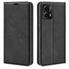 For Motorola Moto E13 Retro-skin  Magnetic Suction Leather Phone Case(Black) - 1
