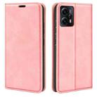 For Motorola Moto E13 Retro-skin  Magnetic Suction Leather Phone Case(Pink) - 1