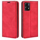 For Motorola Moto E13 Retro-skin  Magnetic Suction Leather Phone Case(Red) - 1