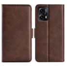 For Motorola Moto E13 Dual-side Magnetic Buckle Horizontal Flip Leather Phone Case(Brown) - 1