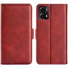 For Motorola Moto E13 Dual-side Magnetic Buckle Horizontal Flip Leather Phone Case(Red) - 1