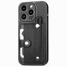 For iPhone 14 Pro Wristband Kickstand Card Wallet Back Cover Phone Case with Tool Knife(Black) - 1