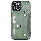 For iPhone 13 Wristband Kickstand Card Wallet Back Cover Phone Case with Tool Knife(Green) - 1