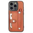 For iPhone 13 Pro Wristband Kickstand Card Wallet Back Cover Phone Case with Tool Knife(Brown) - 1