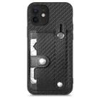 For iPhone 12 Wristband Kickstand Card Wallet Back Cover Phone Case with Tool Knife(Black) - 1