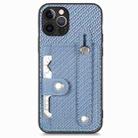 For iPhone 12 Pro Max Wristband Kickstand Card Wallet Back Cover Phone Case with Tool Knife(Blue) - 1