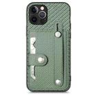 For iPhone 12 Pro Max Wristband Kickstand Card Wallet Back Cover Phone Case with Tool Knife(Green) - 1