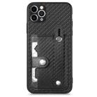 For iPhone 11 Pro Wristband Kickstand Card Wallet Back Cover Phone Case with Tool Knife(Black) - 1