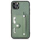 For iPhone 11 Pro Wristband Kickstand Card Wallet Back Cover Phone Case with Tool Knife(Green) - 1