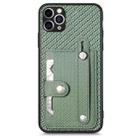 For iPhone 11 Pro Max Wristband Kickstand Card Wallet Back Cover Phone Case with Tool Knife(Green) - 1