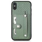 For iPhone X / XS Wristband Kickstand Card Wallet Back Cover Phone Case with Tool Knife(Green) - 1