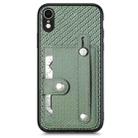 For iPhone XR Wristband Kickstand Card Wallet Back Cover Phone Case with Tool Knife(Green) - 1