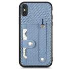 For iPhone XS Max Wristband Kickstand Card Wallet Back Cover Phone Case with Tool Knife(Blue) - 1