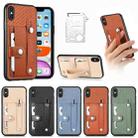 For iPhone XS Max Wristband Kickstand Card Wallet Back Cover Phone Case with Tool Knife(Khaki) - 3