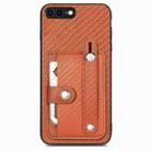 For iPhone 7 Plus / 8 Plus Wristband Kickstand Card Wallet Back Cover Phone Case with Tool Knife(Brown) - 1