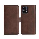 For Motorola Moto G53 Dual-side Magnetic Buckle Horizontal Flip Leather Phone Case(Brown) - 1