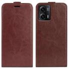 For Motorola Moto G73 R64 Texture Single Vertical Flip Leather Phone Case(Brown) - 1