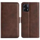 For Motorola Moto G73 Dual-side Magnetic Buckle Horizontal Flip Leather Phone Case(Brown) - 1