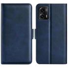 For Motorola Moto G73 Dual-side Magnetic Buckle Horizontal Flip Leather Phone Case(Dark Blue) - 1