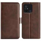 For Xiaomi Redmi 12C Dual-side Magnetic Buckle Horizontal Flip Leather Phone Case(Brown) - 1